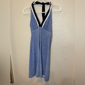 Tommy Bahama Blue and Black V-Neck Top size xsmall